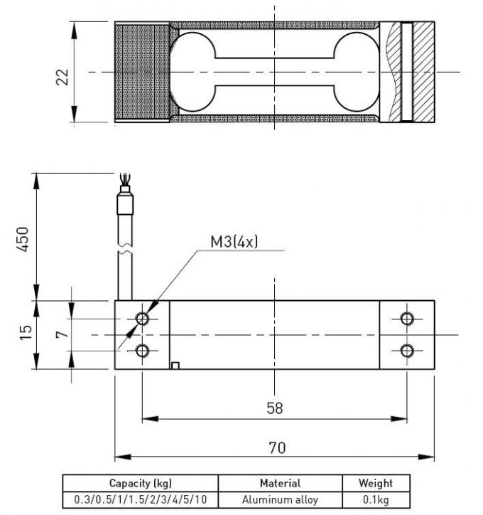 Tipo único sensor da compressão da pilha de carga da liga de alumínio da medida da força do ponto