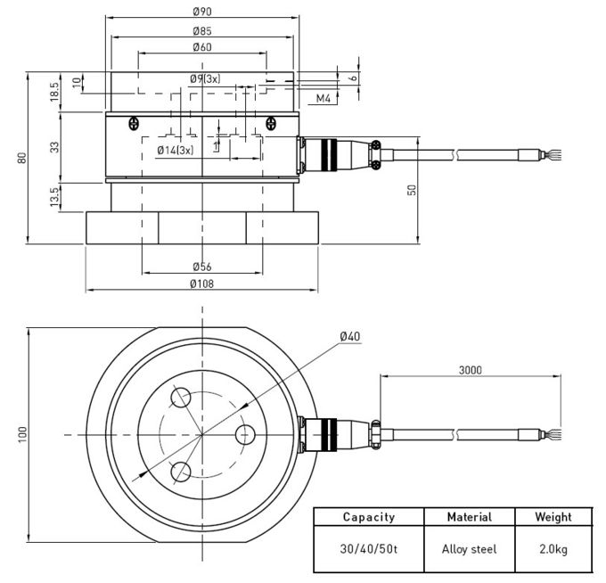 Transdutor da pilha de carga da compressão do aço de liga para industrial, elevada precisão