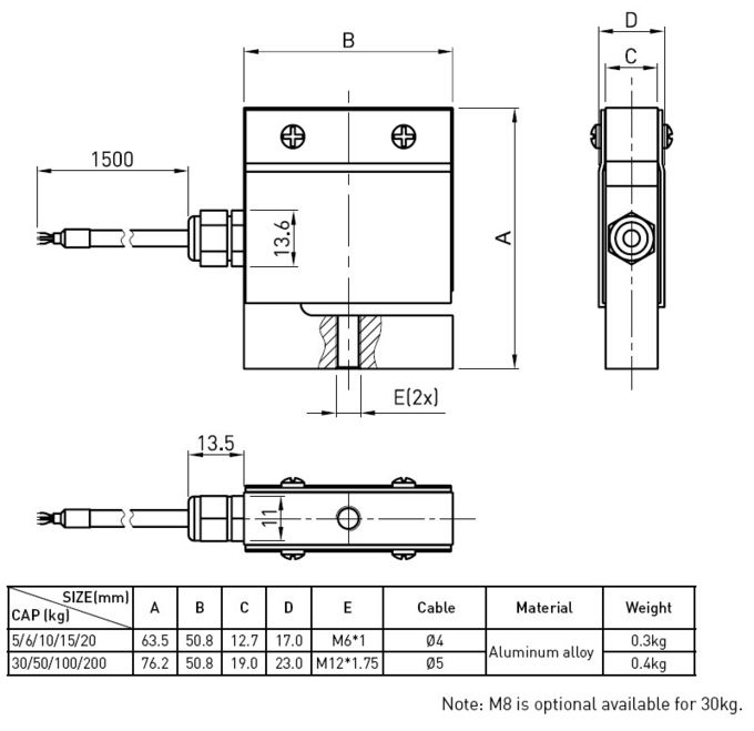 S-tipo portátil pilhas do transdutor de carga para a plataforma/silo/escala