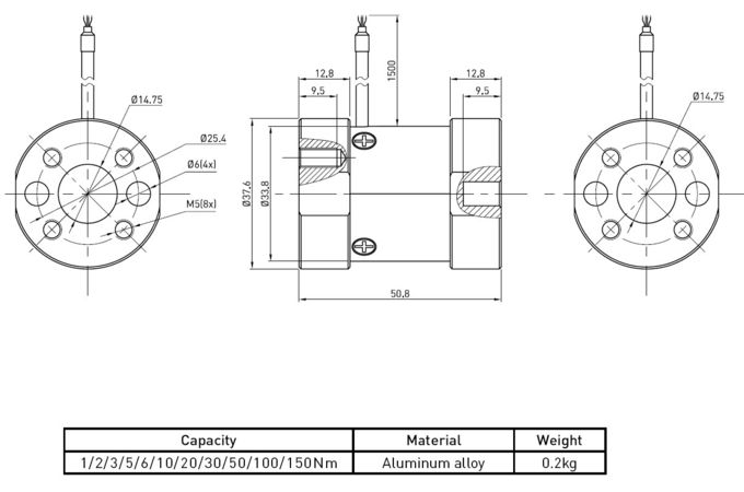Transdutor giratório do torque da força da pilha de carga da elevada precisão/sensor magnético do torque
