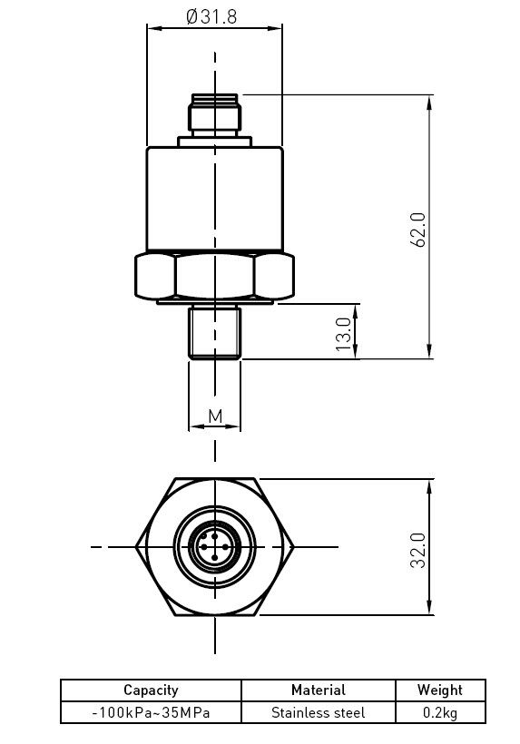 Sensor alto da pressão hidráulica da sensibilidade pequeno com calibre de tensão